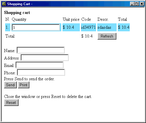 shopping cart preview